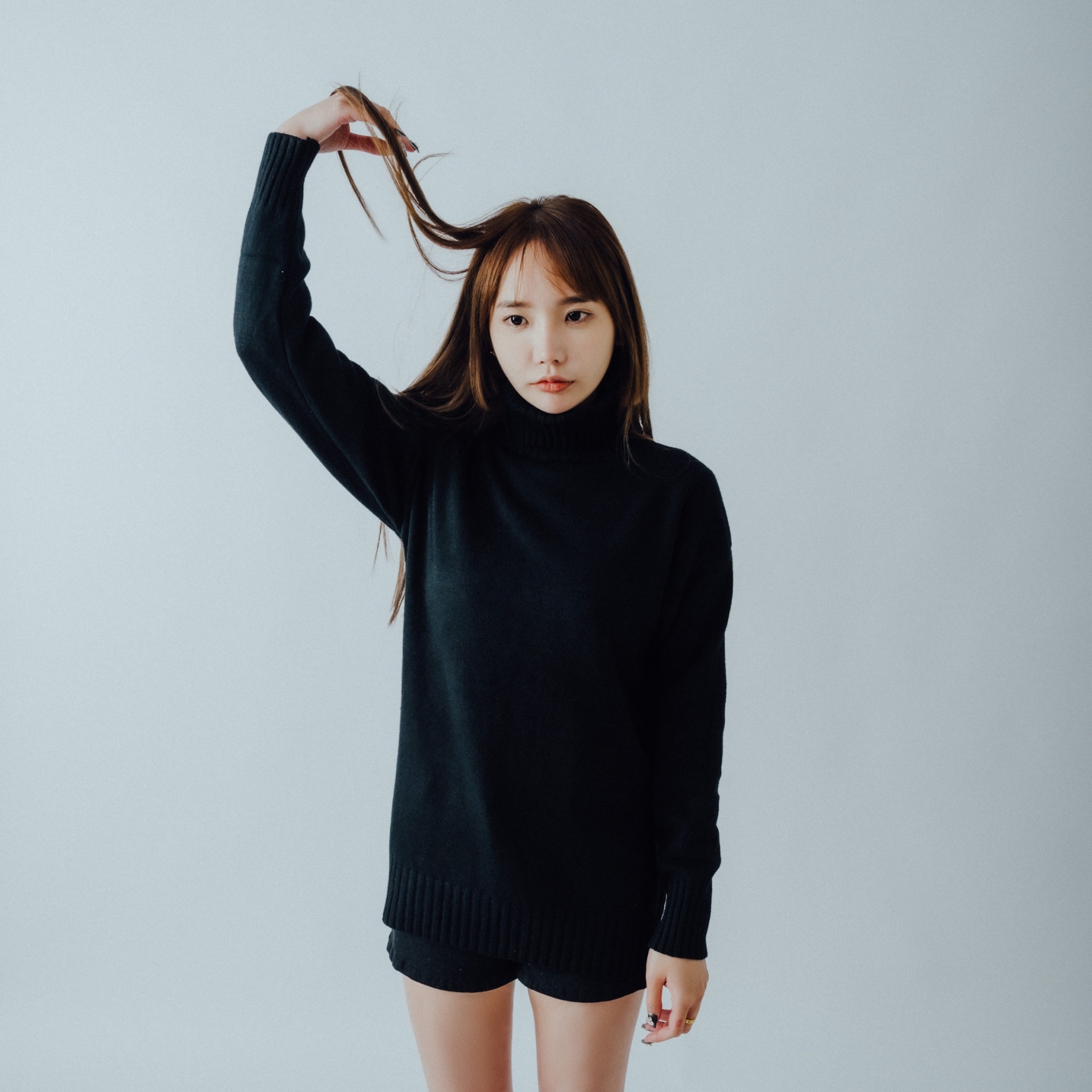 XCTRL 素面高領毛衣-黑