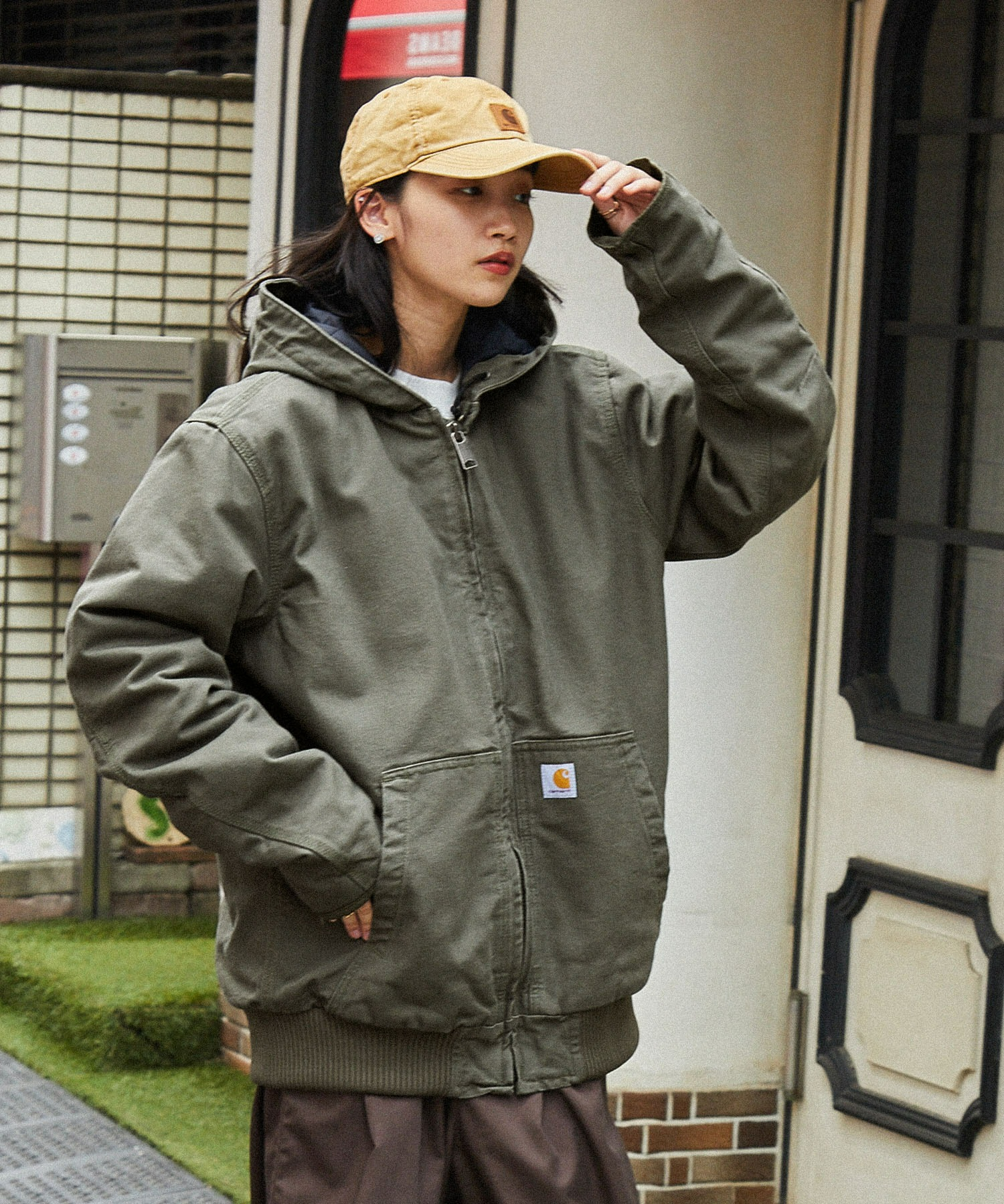 CARHARTT Quilted Flannel Lined Duck Active Jacket MOSS