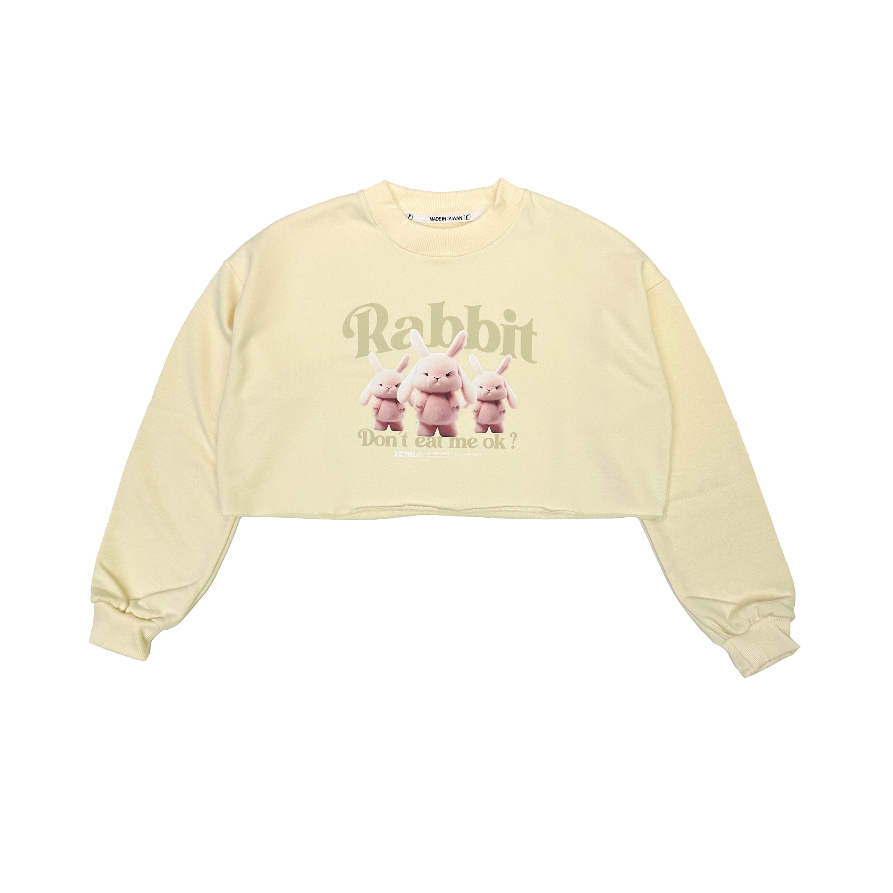 MAXXC 化學草莓兔短版大學T-奶油