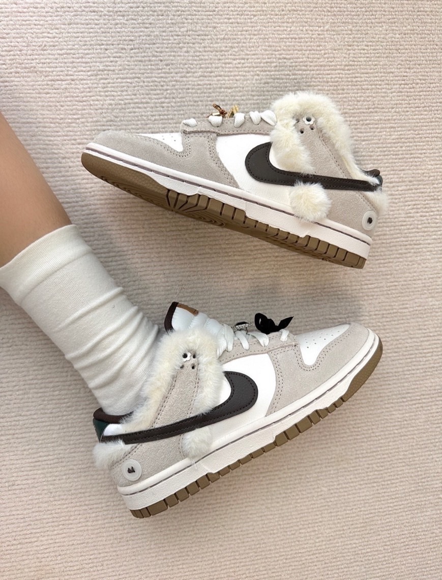 Nike Dunk Low "Fur&Bling" 灰白黑 經典 低筒 毛絨 女鞋 休閒鞋 FB1859121