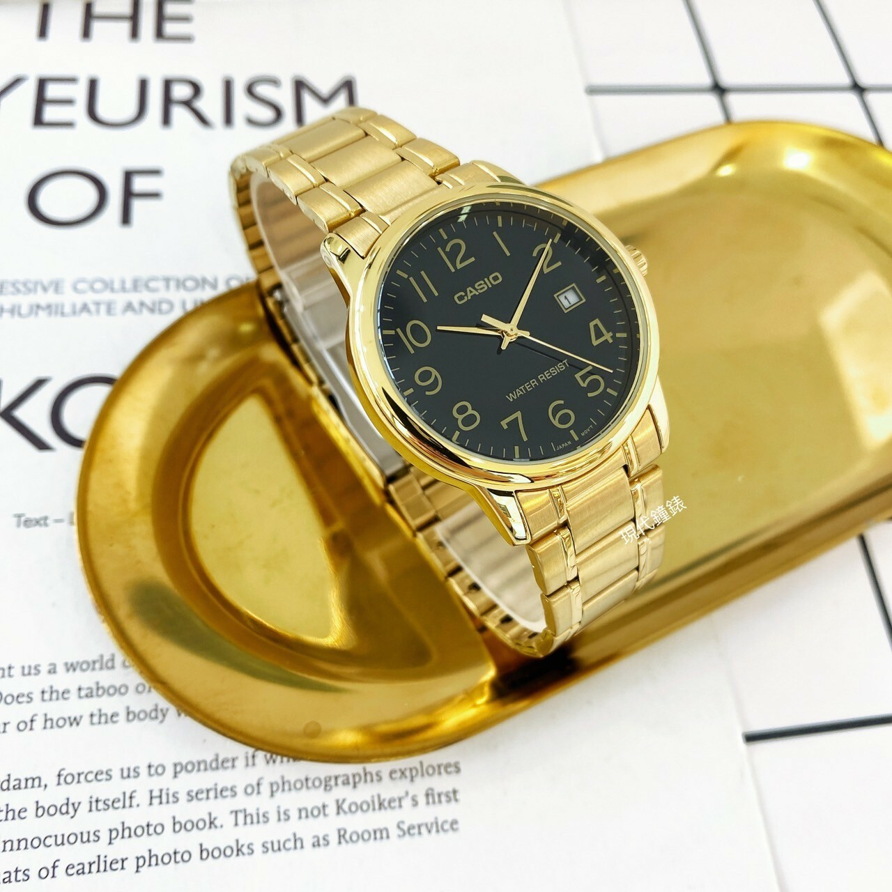 【CASIO 卡西歐】數字指針經典款MTP-V002G-1B 37mm 現代鐘錶