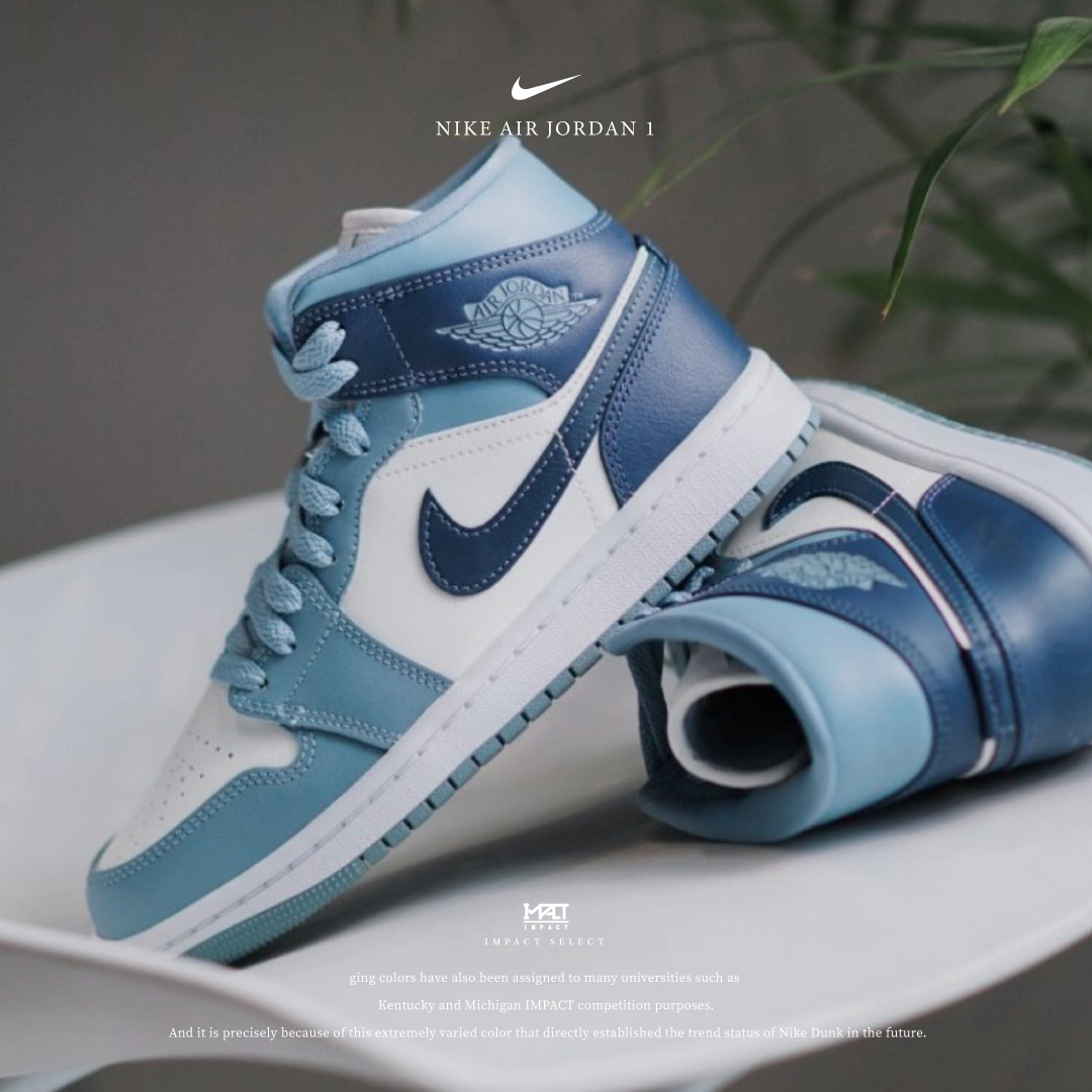 Nike Air Jordan 1 Mid 霧霾藍白 BQ6472-140