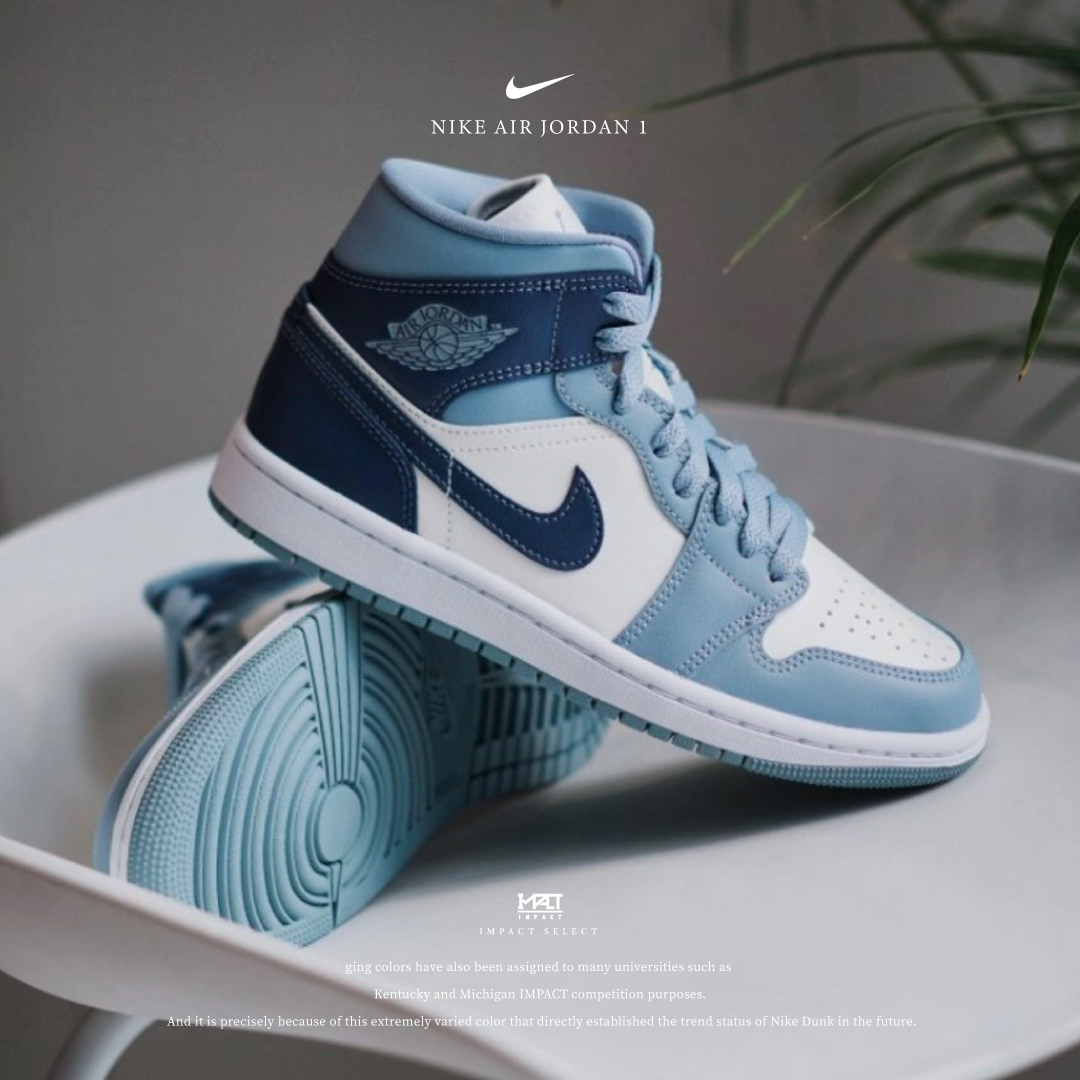 Nike Air Jordan 1 Mid 霧霾藍白 BQ6472-140