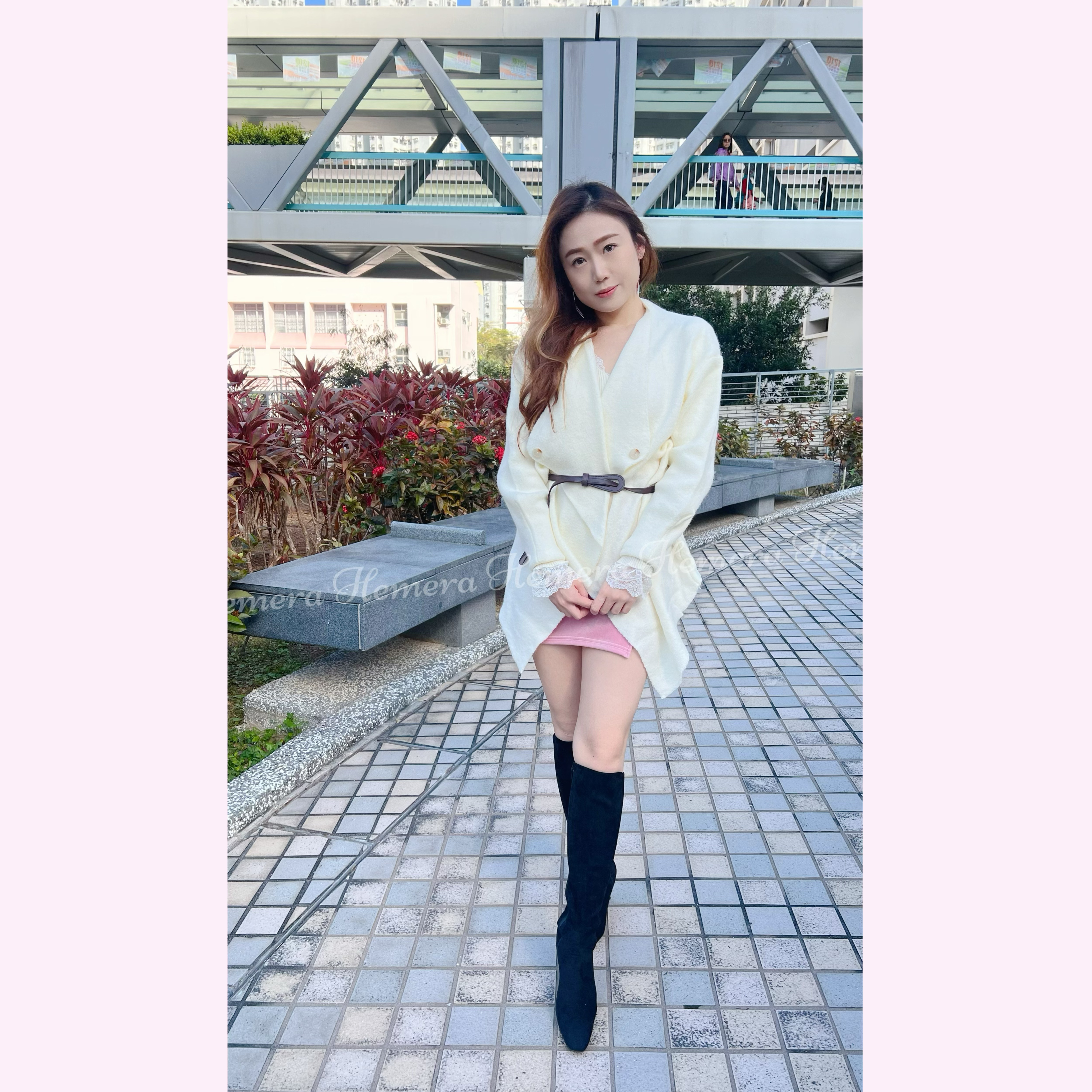 JK24W0102 柔軟暖暖不規則中長外套連腰帶