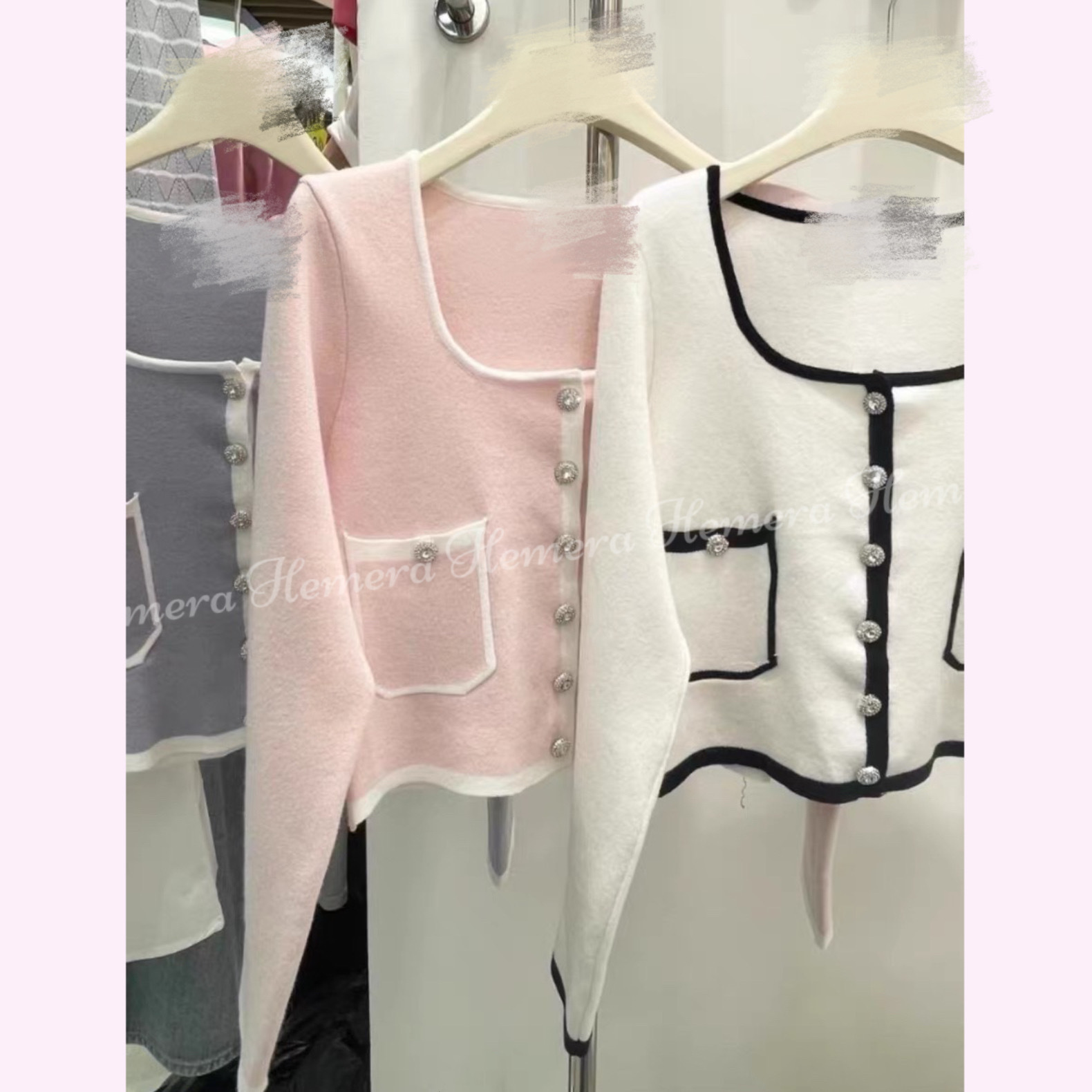 TP24W0106 小香風雙拼色上身