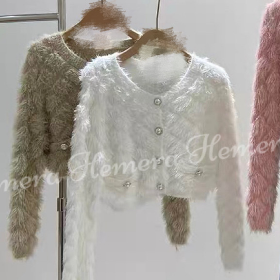 JK24W0109 小香風短版毛毛外套