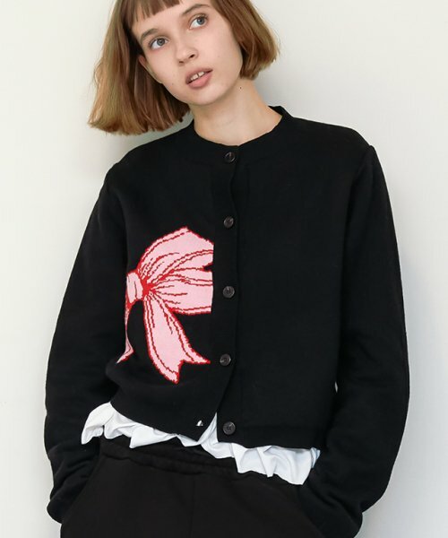 RONRON BIG RIBBON KNIT CARDIGAN