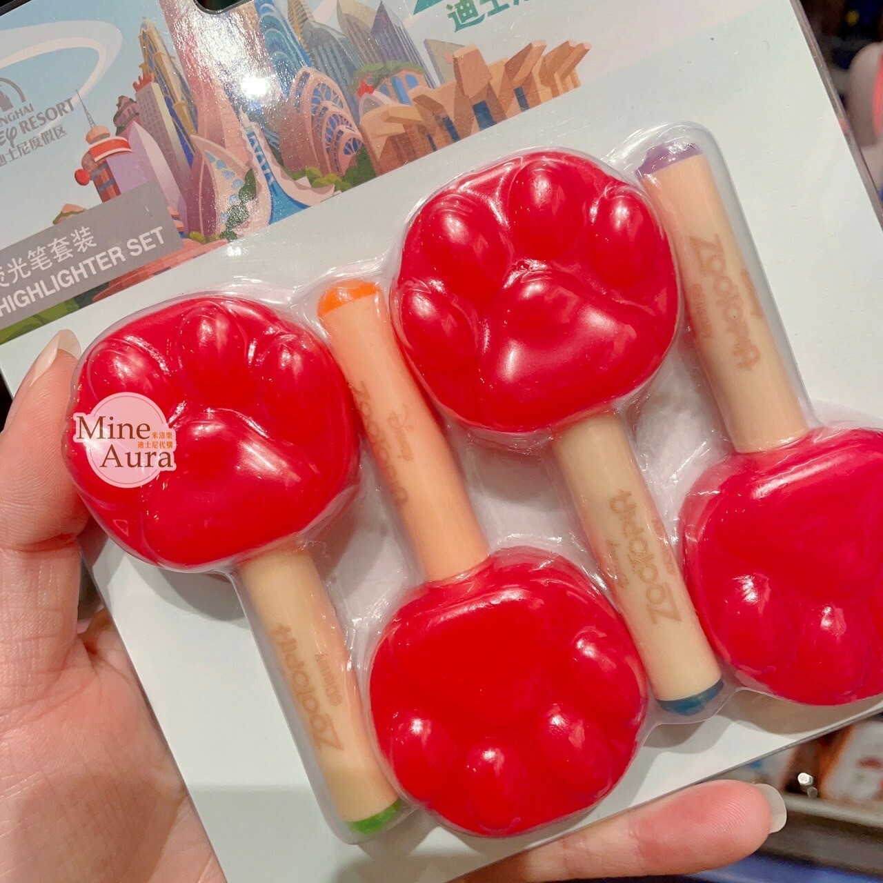 腳印冰棒造型 造型 螢光筆 4入組 動物方城市 Zootopia  -上海迪士尼樂園