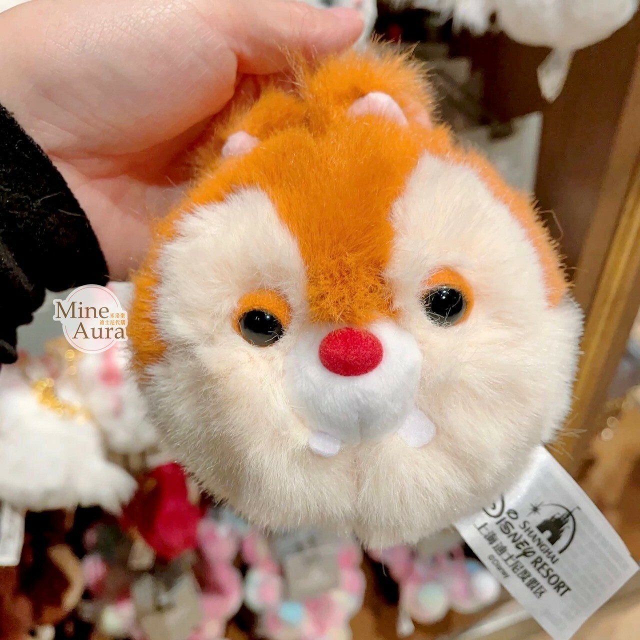 紅鼻 蒂蒂 Dale 大頭絨毛 毛球 造型 鑰匙圈 吊飾 奇奇蒂蒂 Chip 'n Dale -上海迪士尼樂園