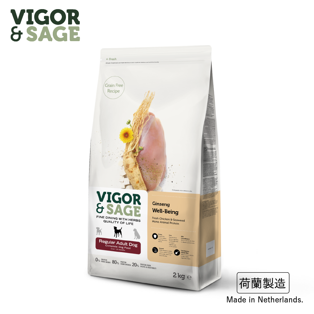 【Vigor & Sage】人參健體 全犬種成犬糧 2kg