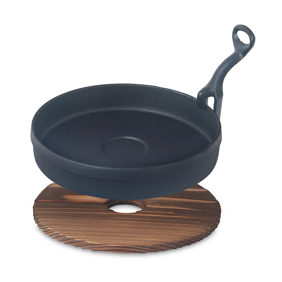 Ikenaga Iron Works 20.3cm Iron Pan With Wood Base -720021