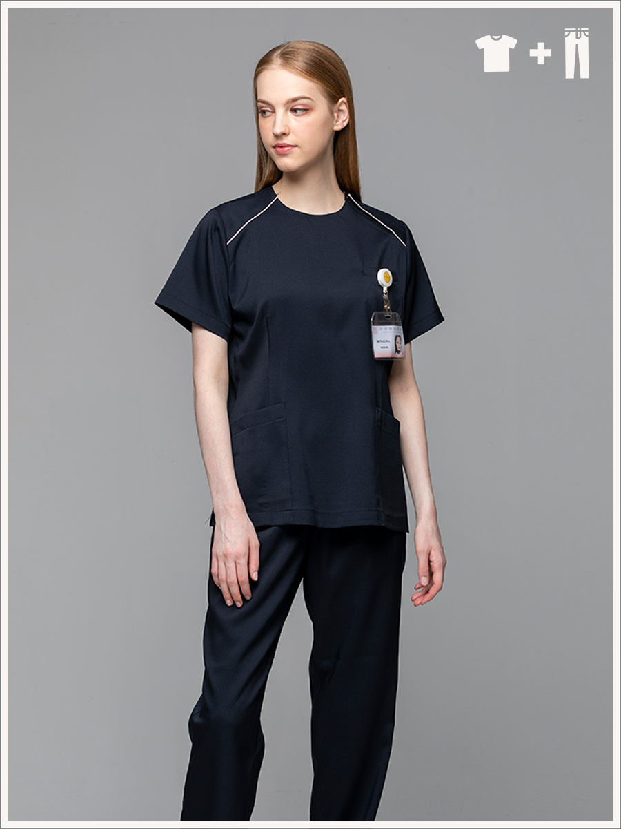 【 整套販售 】AS716-W8 女刷手服套裝-ASV薄彈布-夜幕黑