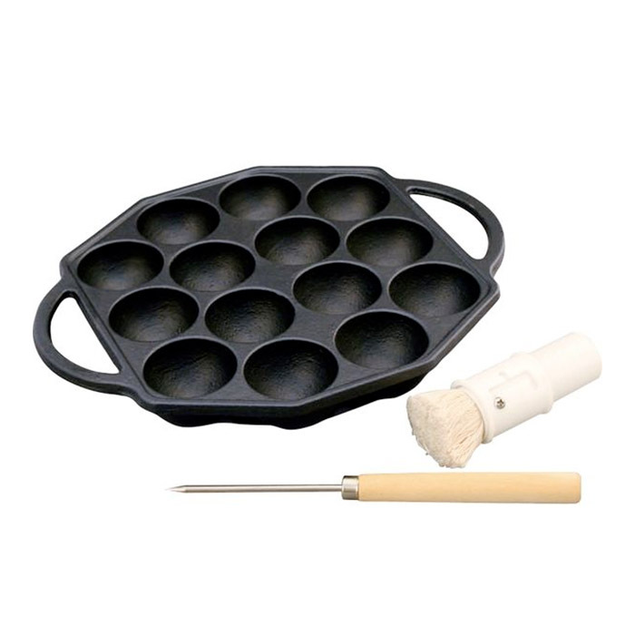 Ikenaga Iron Works 14-Holes Takoyaki Pan Set -914024