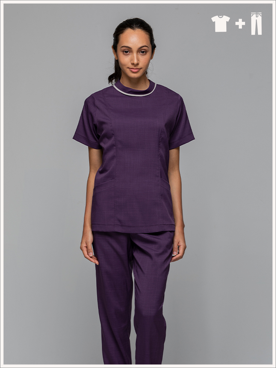 【 整套販售 】AS717-C7 女刷手服套裝-ASV薄彈布-葡萄紫