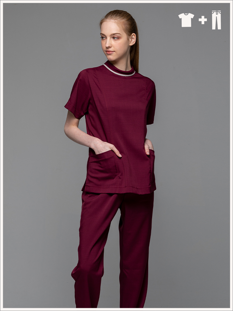 【 整套販售 】AS717-A9 女刷手服套裝-ASV薄彈布-釀酒紅