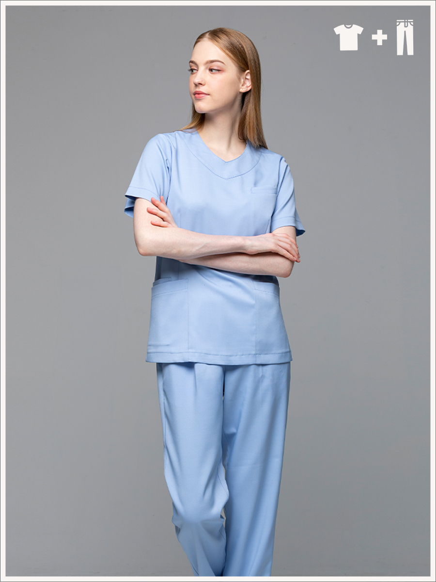 【 整套販售 】AS718-B0 女刷手服套裝-ASV薄彈布-寶寶藍