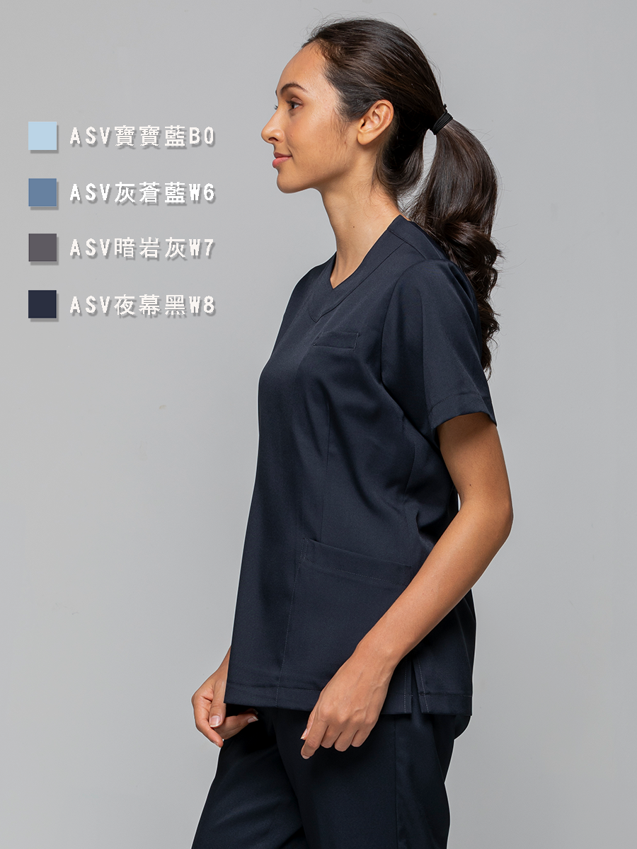 【 整套販售 】AS718-W8 女刷手服套裝-ASV薄彈布-夜幕黑