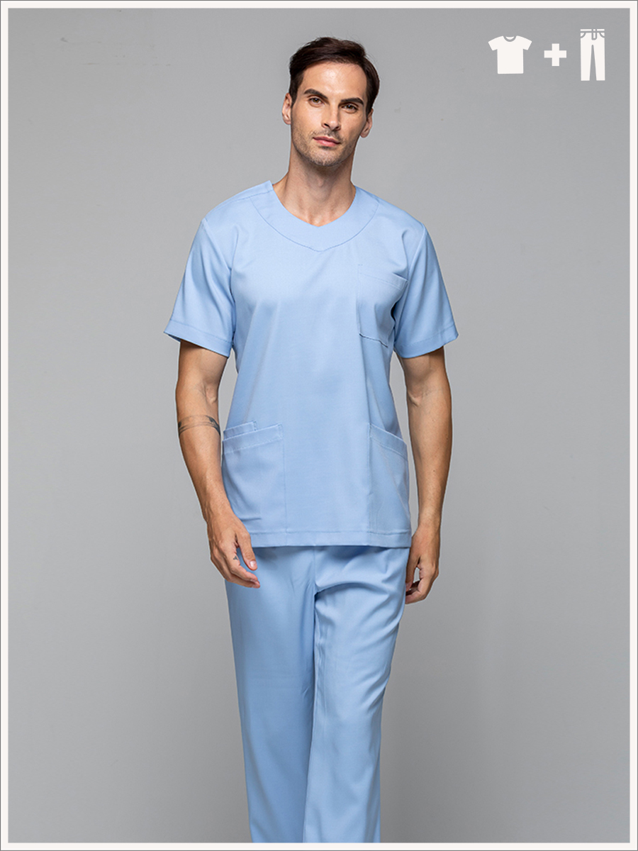 【 整套販售 】AS7181-B0 男刷手服套裝-ASV薄彈布-寶寶藍