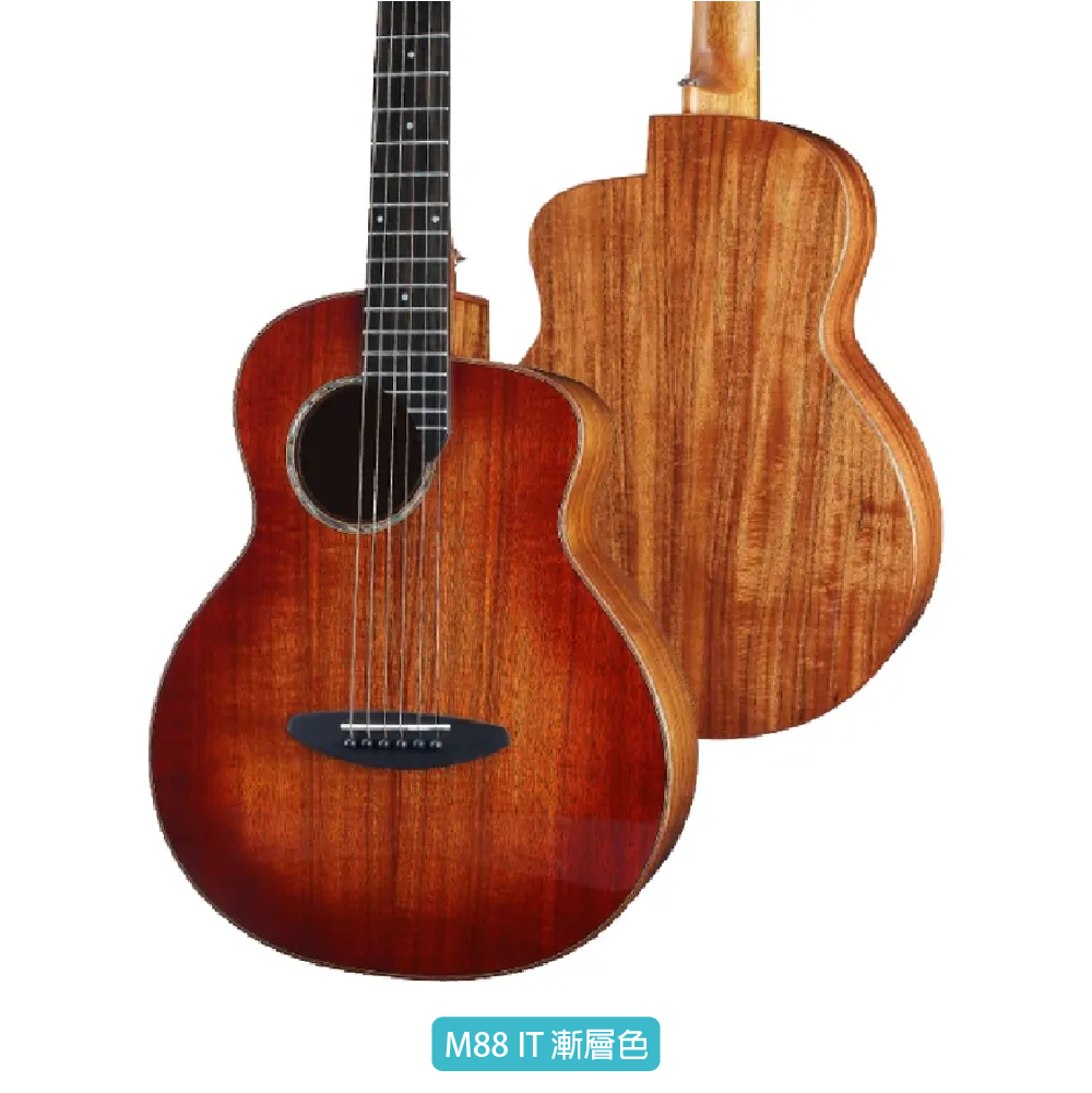 aNueNue aNueNue / M88 吉他旅行系列 36吋面單旅行木吉他(原木色/漸層色)(夏威夷相思木)(原聲款/插電款)(M88/M88 ITE) 彩虹人官方認證 第 4 張圖片｜三峽吉他 / Bass