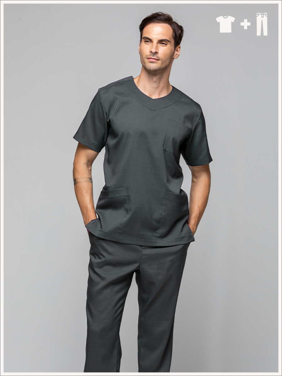 【 整套販售 】AS7181-W7 男刷手服套裝-ASV薄彈布-暗岩灰