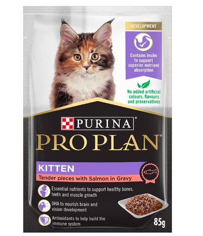 Purina Pro Plan - 貓濕糧 - 幼貓配方 (醬汁三文魚)85克 (12包 ) 嚐味期 31/07 /2026