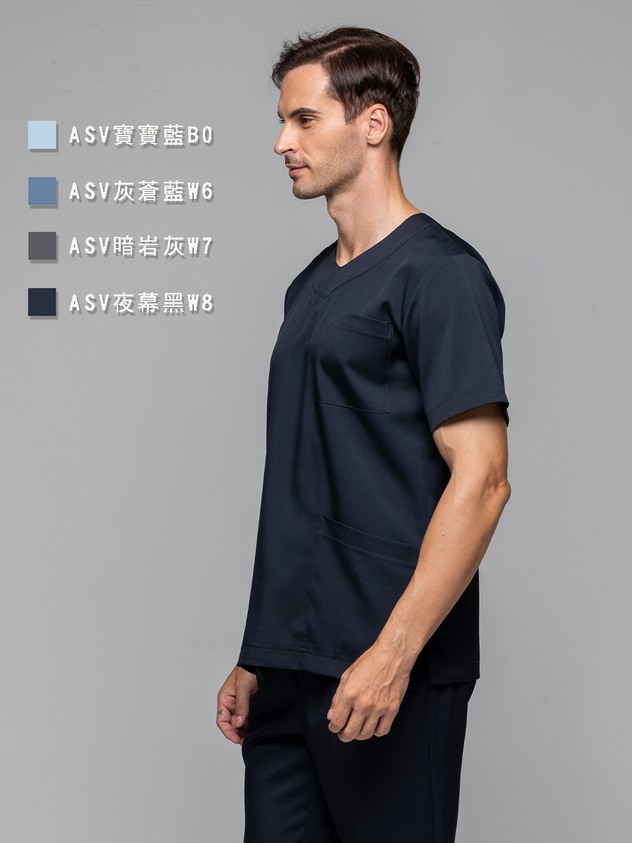 【 整套販售 】AS7181-W8 男刷手服套裝-ASV薄彈布-夜幕黑
