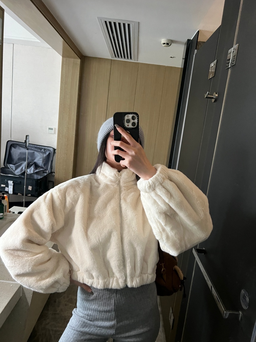 Jan.廣州連線 ∣ 柔毛熊熊毛立領運動外套*4色