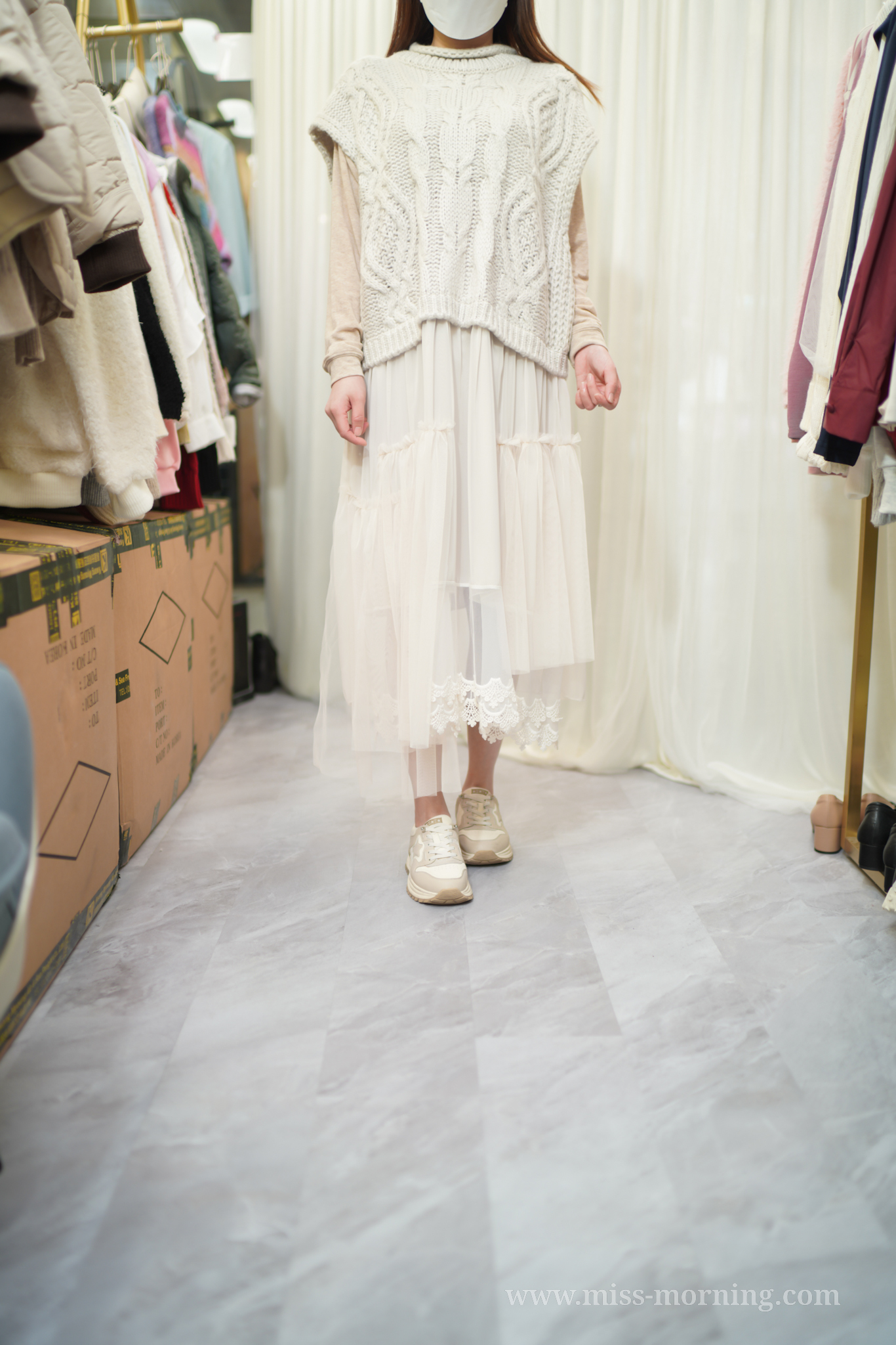 紗紗勾花腳款連身裙(13636)