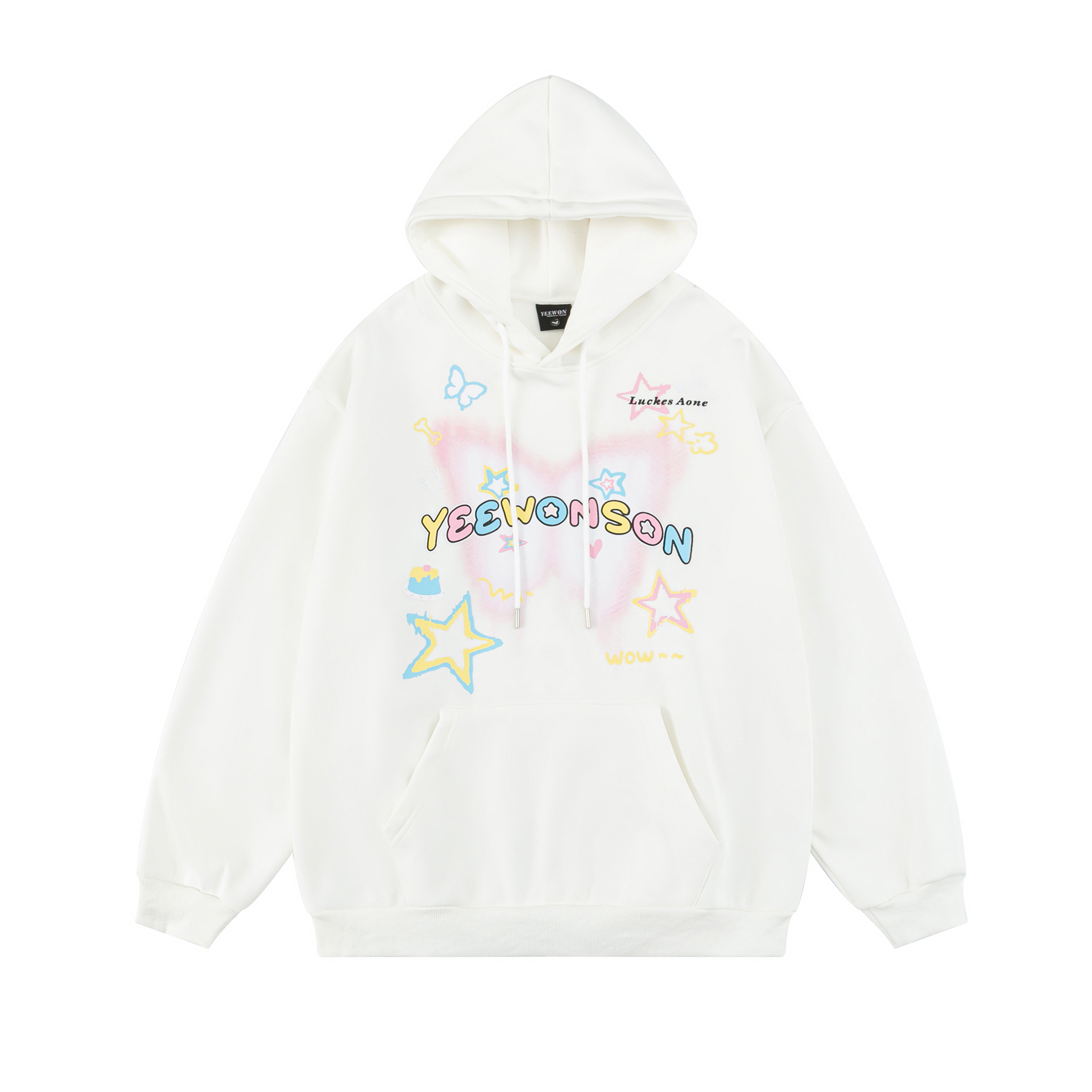 蝴蝶圖案刷毛帽T