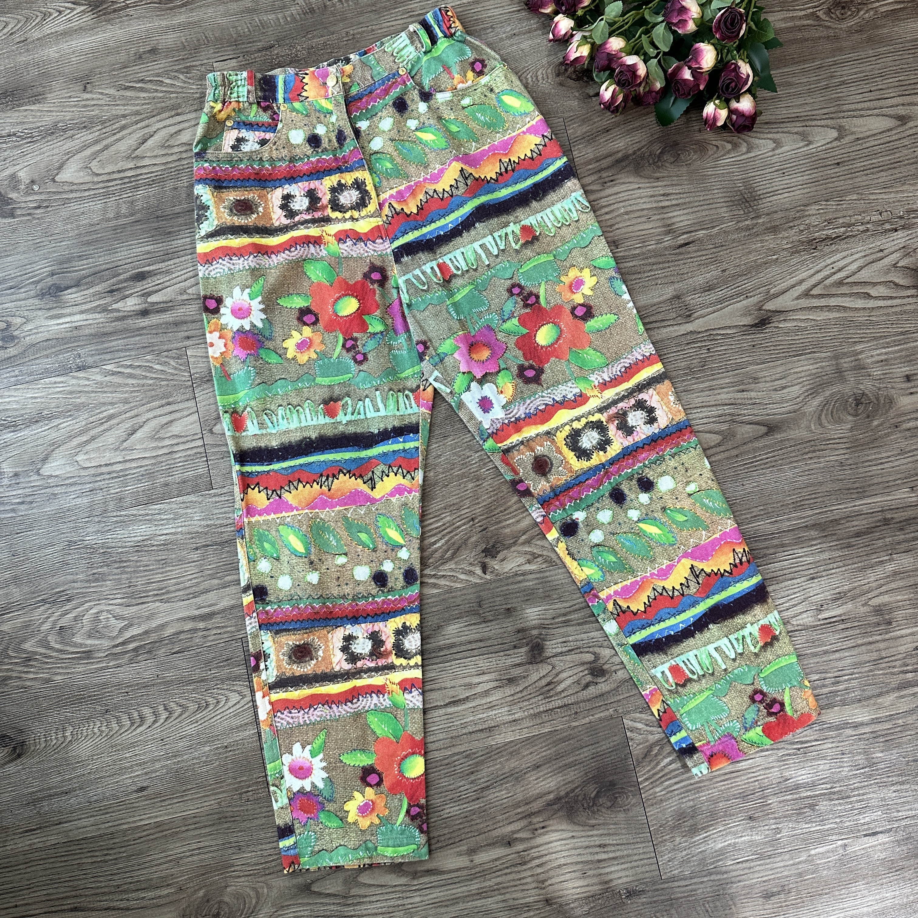 童趣感農場植物圖案長褲