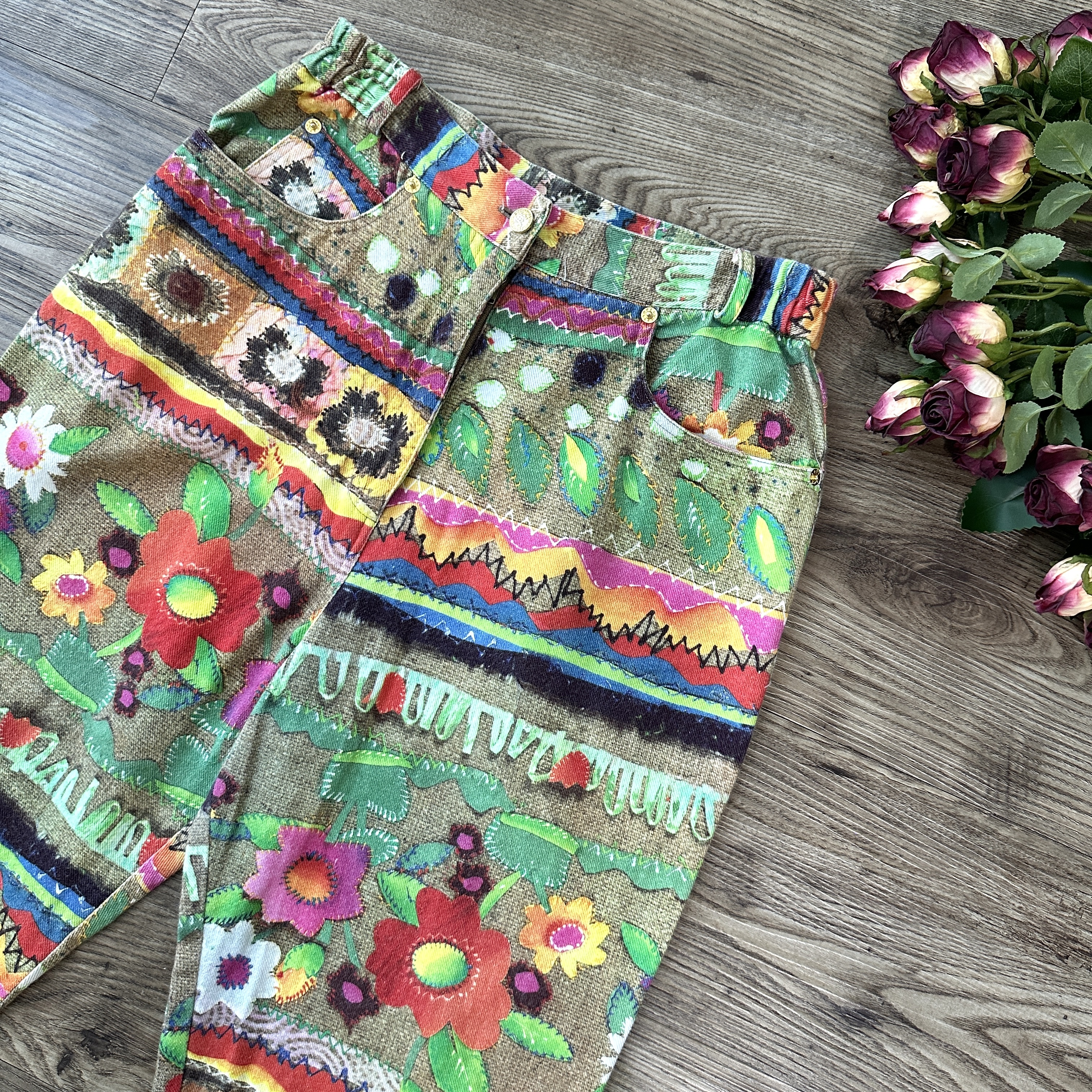 童趣感農場植物圖案長褲