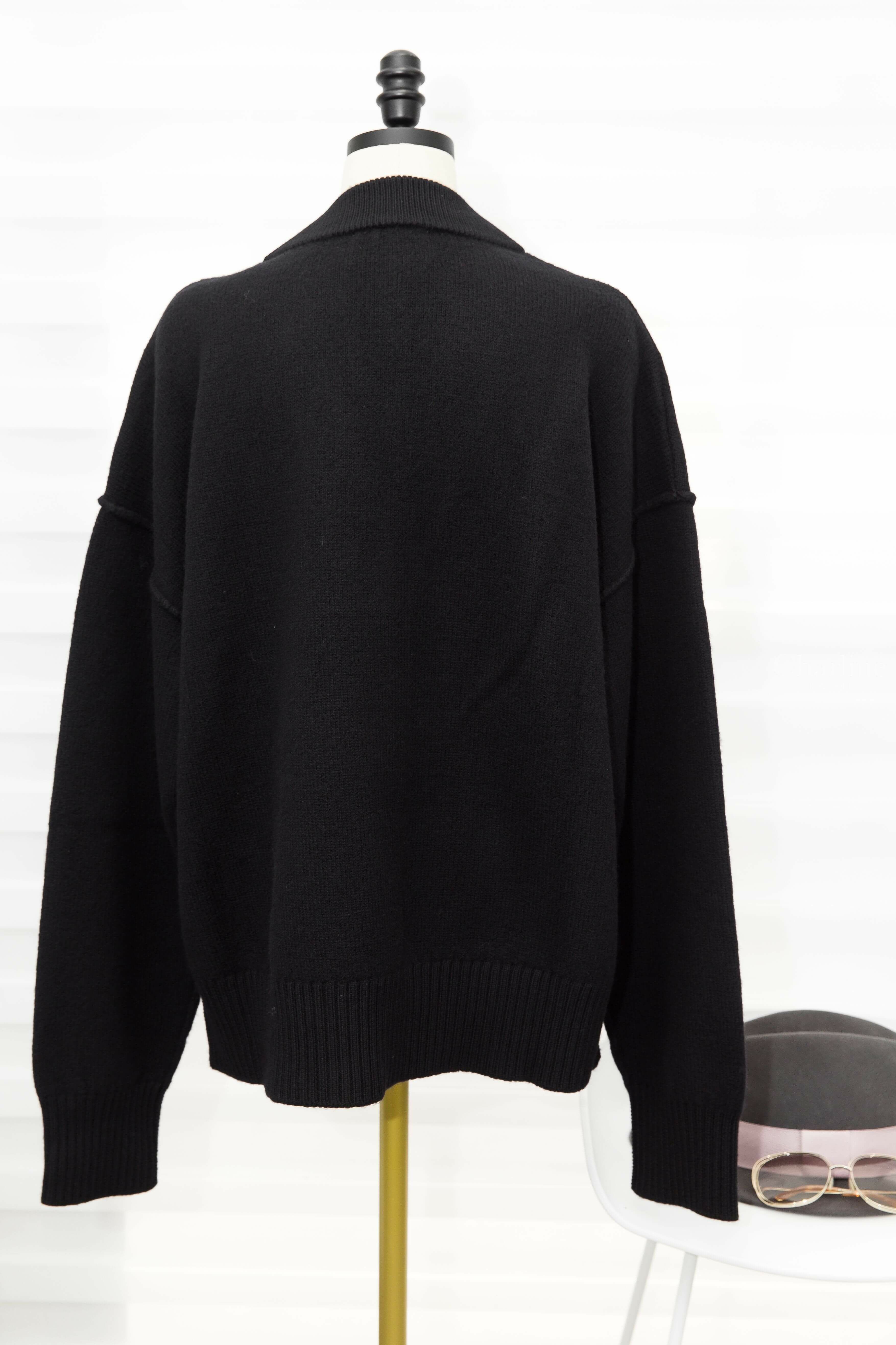 Ami Paris Red Ami De Coeur Cardigan 黑色紅針織大愛心羊毛寬鬆開襟長袖外套-Charline Boutique 精品代購