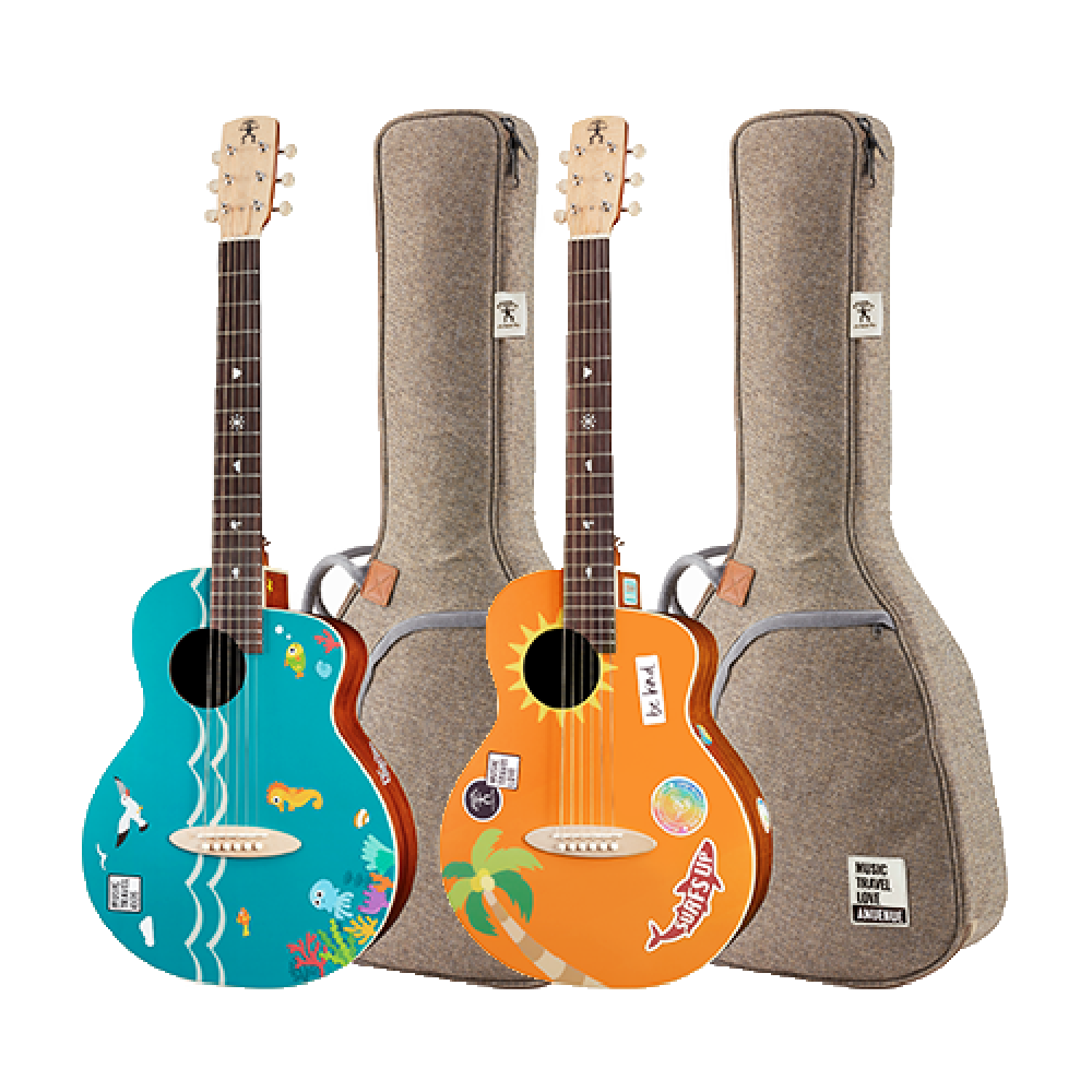aNueNue aNueNue / MTK 聯名款 36吋旅行木吉他(雲杉木面板)(莫雷洛斯藍/巴拉望日出) 彩虹人官方認證 — 三峽吉他 / Bass