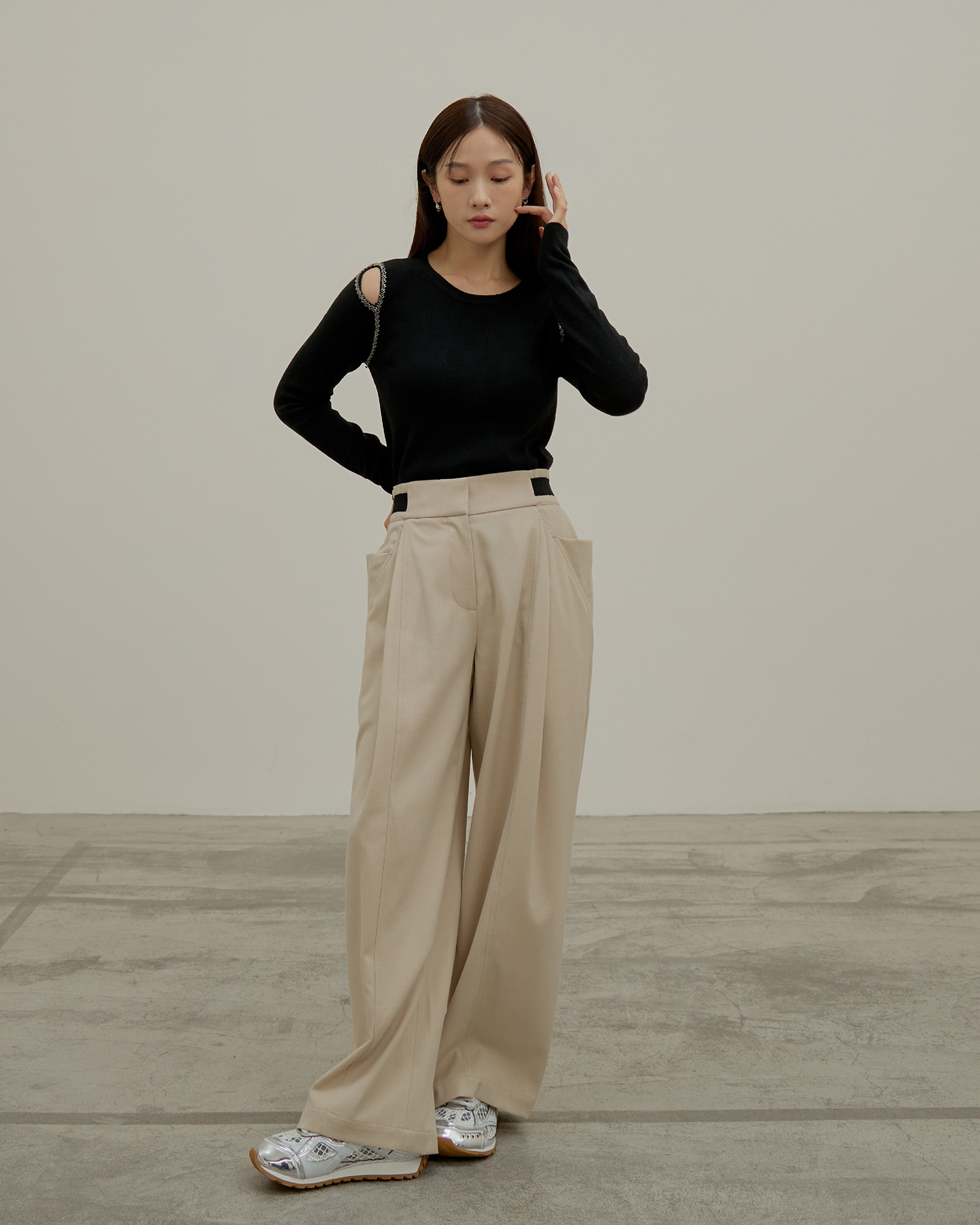 HYY訂製大口袋時髦直筒寬褲-2色（S-XL）