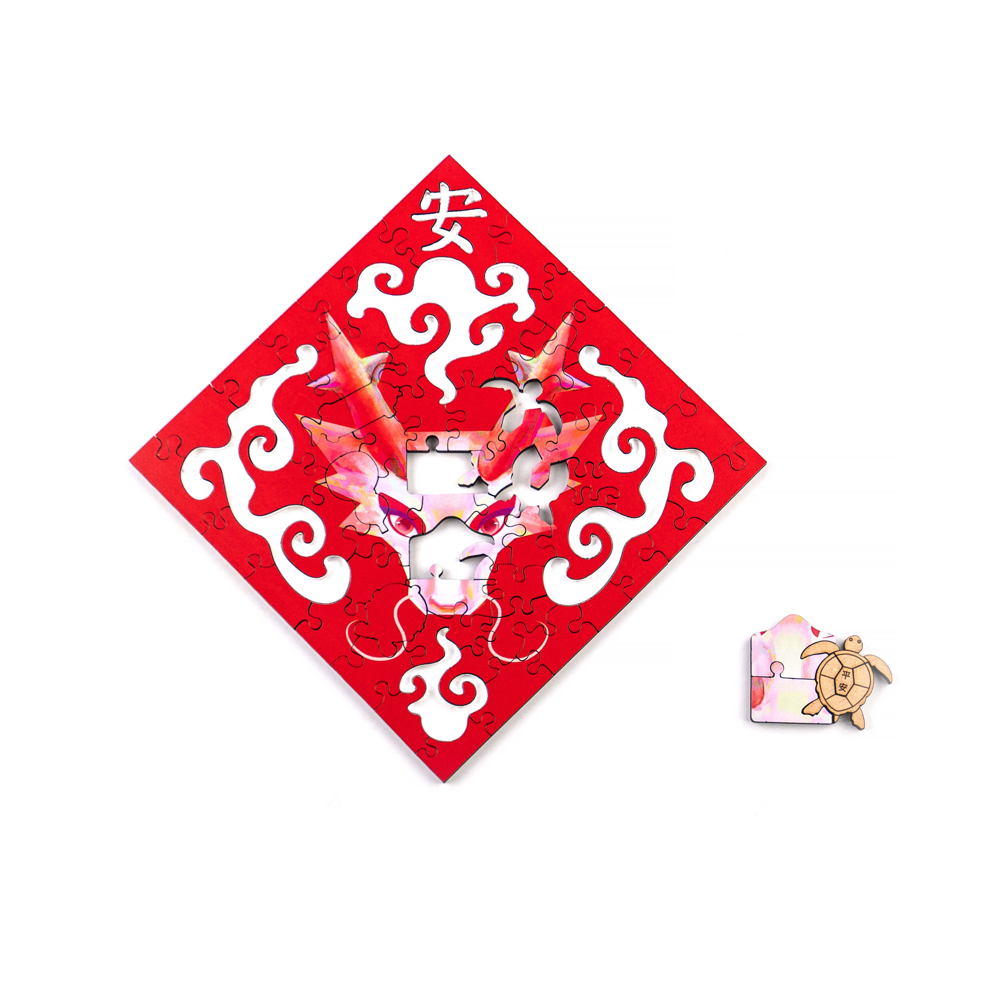 雕花春聯-赤龍 Paper Cutting Spring Couplets-Red Dragon