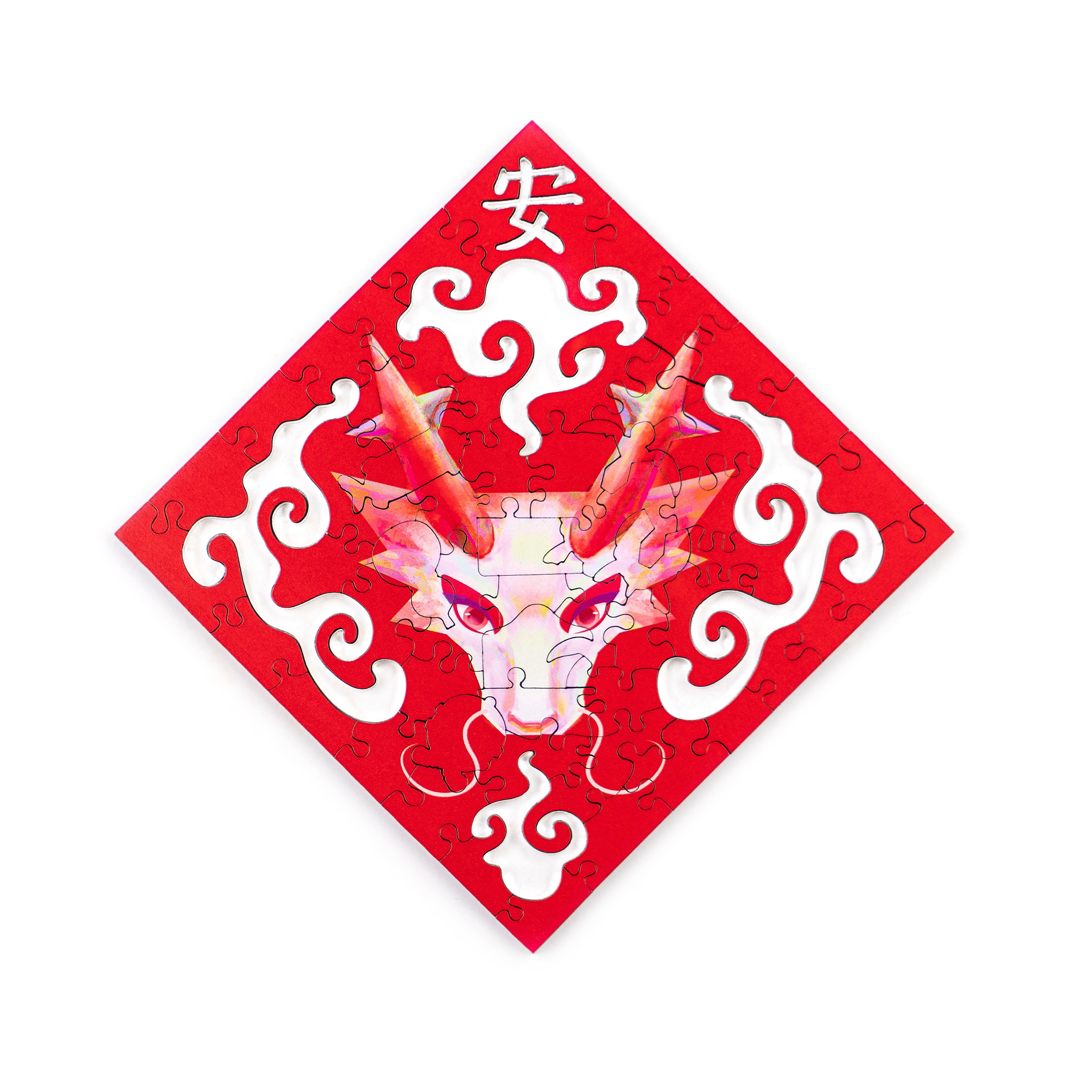 雕花春聯-赤龍 Paper Cutting Spring Couplets-Red Dragon