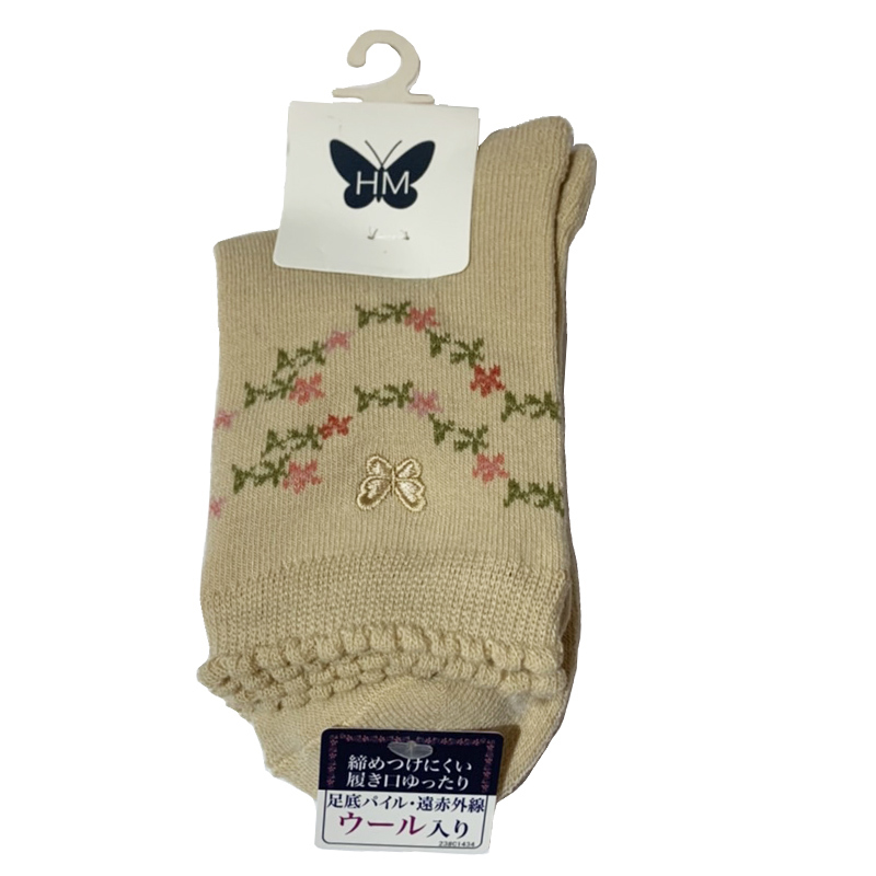 遠紅外線羊毛襪(花森小花紋,女襪,老人保暖襪,發熱襪)