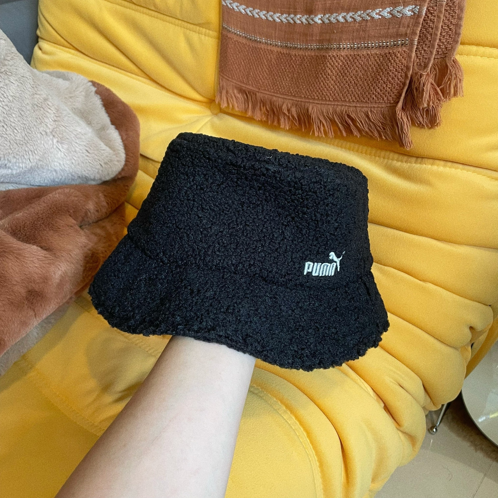 PUMA Fleece Bucket Hat 黑色 羊羔毛 毛茸茸 漁夫帽 帽子 02424901