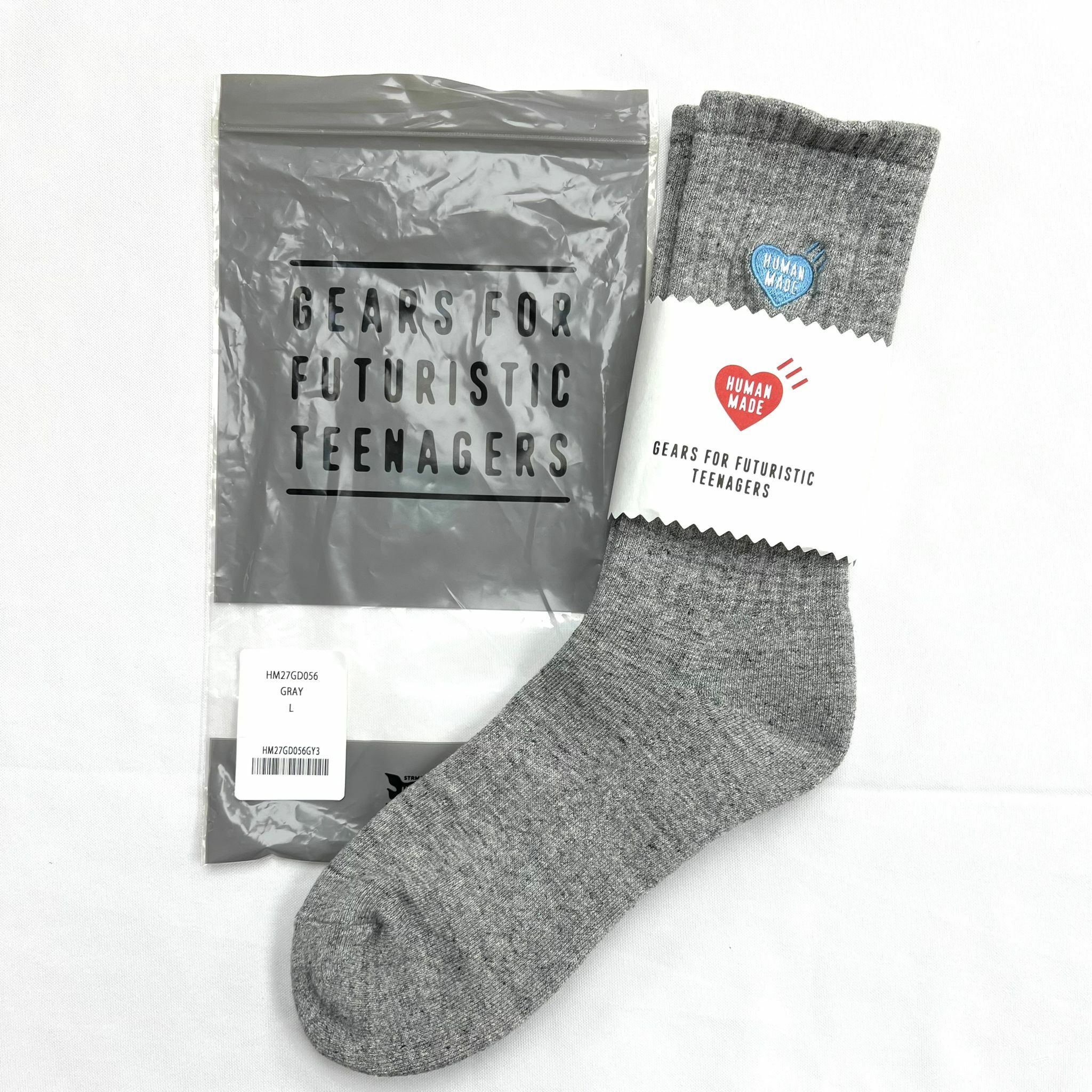 Human Made Grey Pile Socks (Blue Heart)