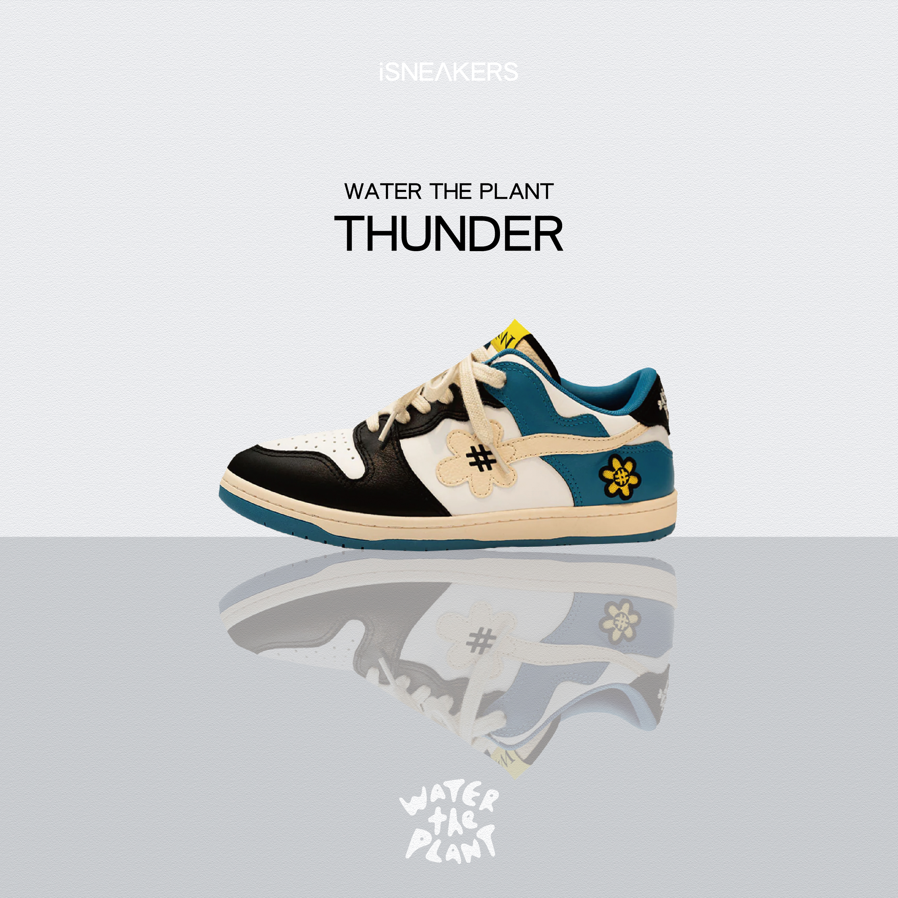 iSNEAKERS｜Water The Plant "Thunder" 花花小倒勾 白黑藍 日本限量 WTPS1123-93-010