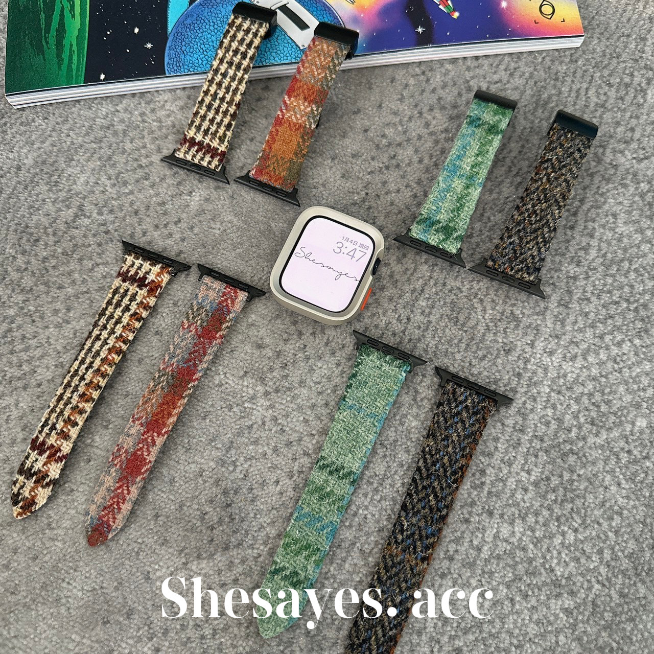 APPLE  WATCH英倫風毛呢磁吸錶帶[四色]