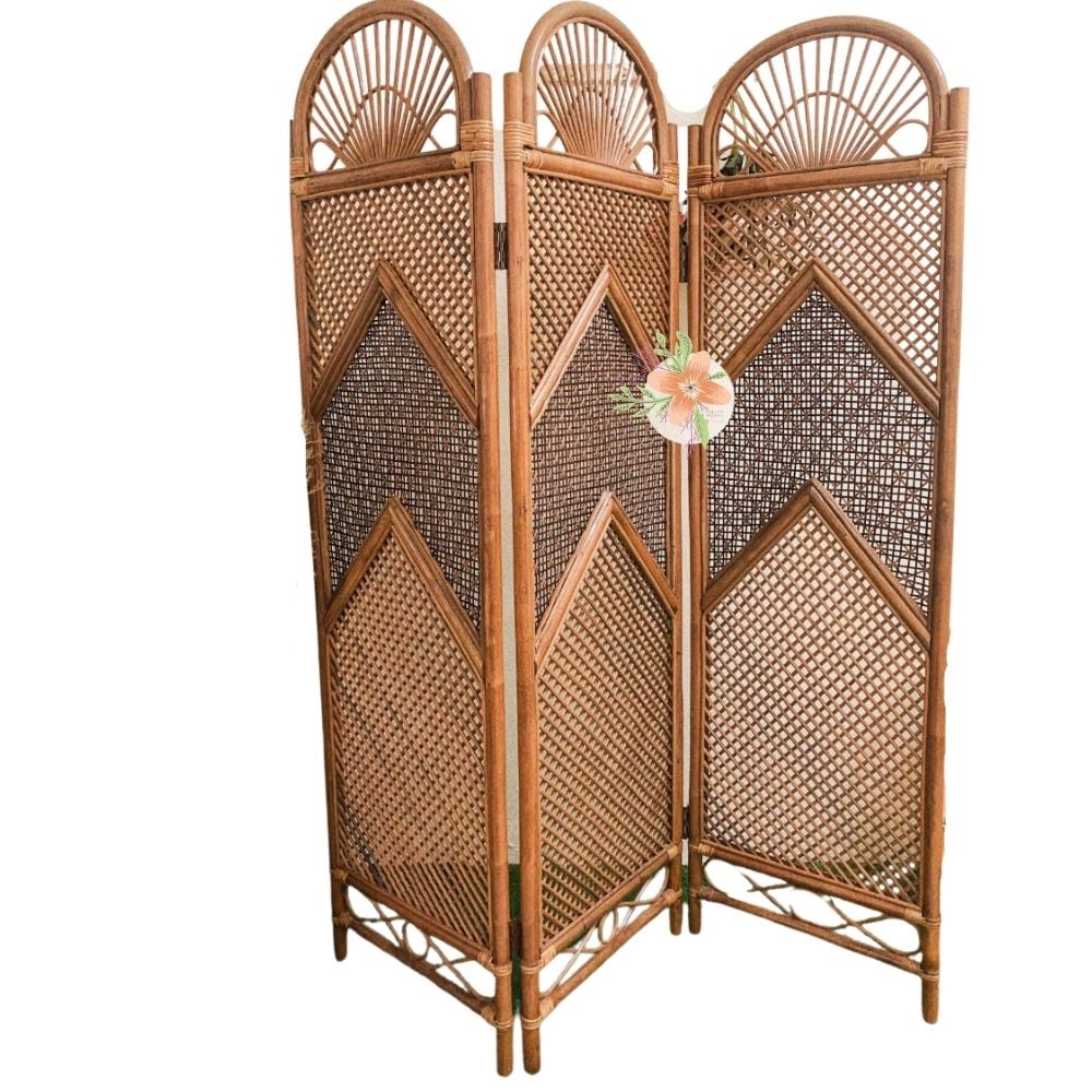 Brown Double Arrow EULALIE Rattan Room Divider