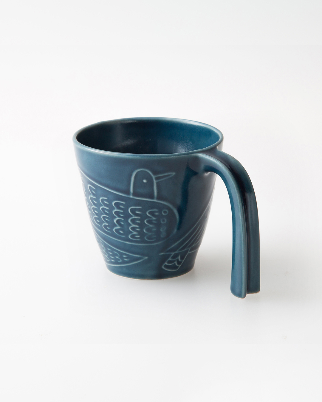 波佐見燒 浮雕鳥兒 水杯 深藍｜aiyu