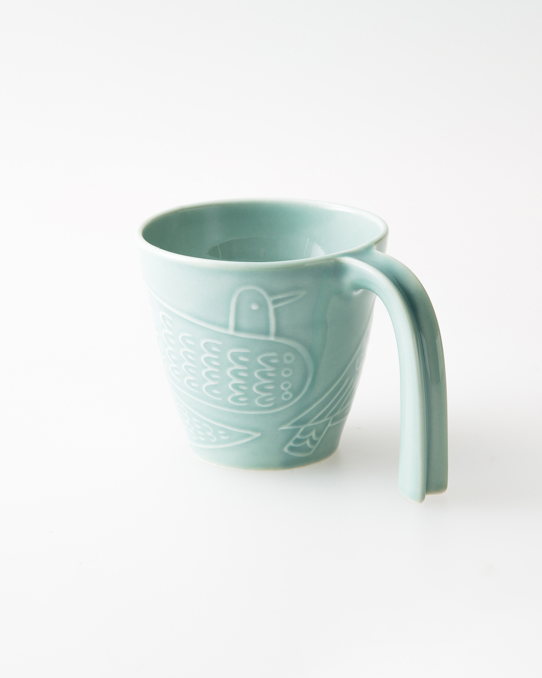 波佐見燒 浮雕鳥兒 水杯 薄荷綠｜aiyu