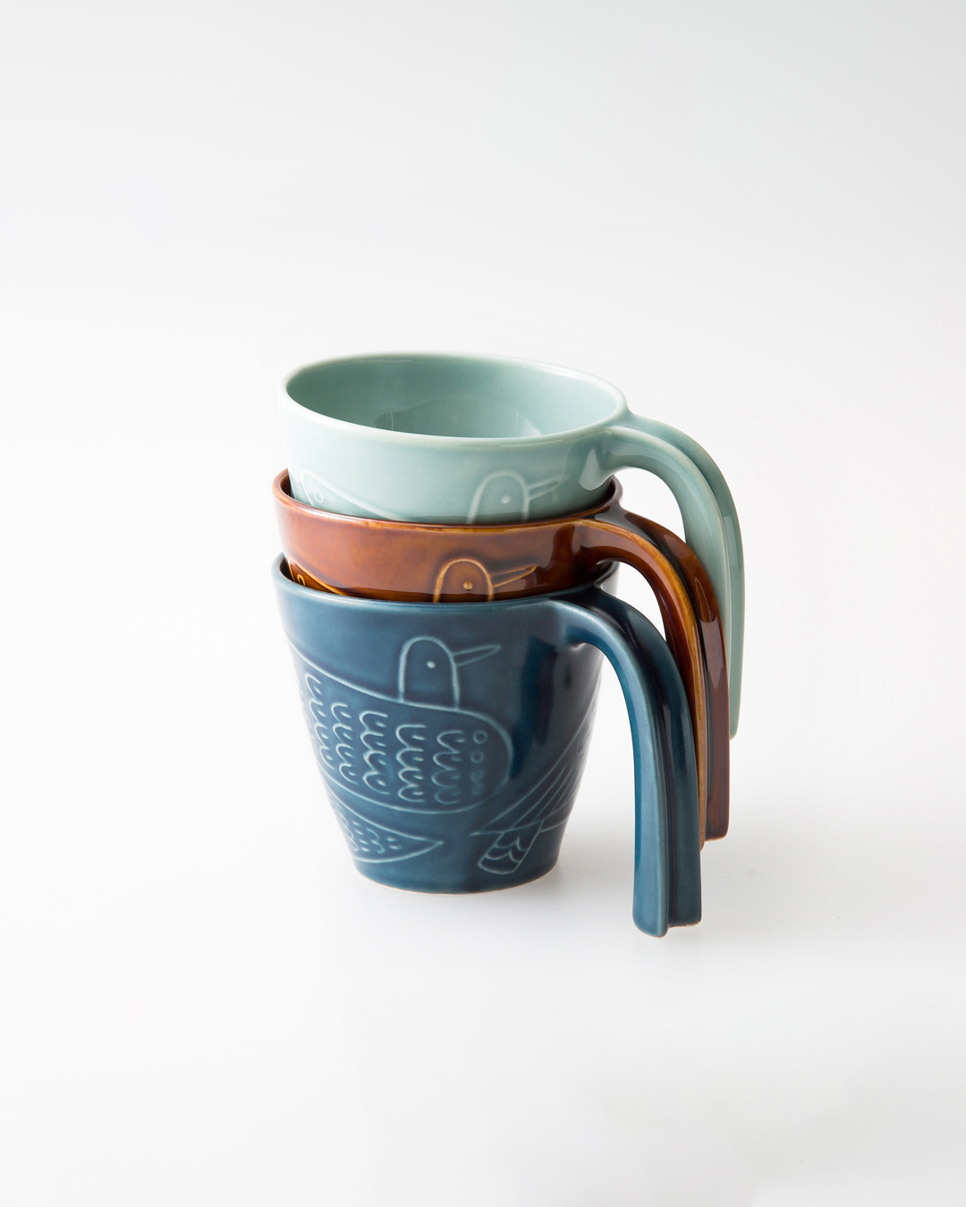 波佐見燒 浮雕鳥兒 水杯 薄荷綠｜aiyu