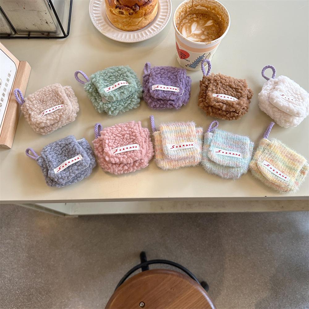 《3524》秋冬多色毛絨新款耳機包