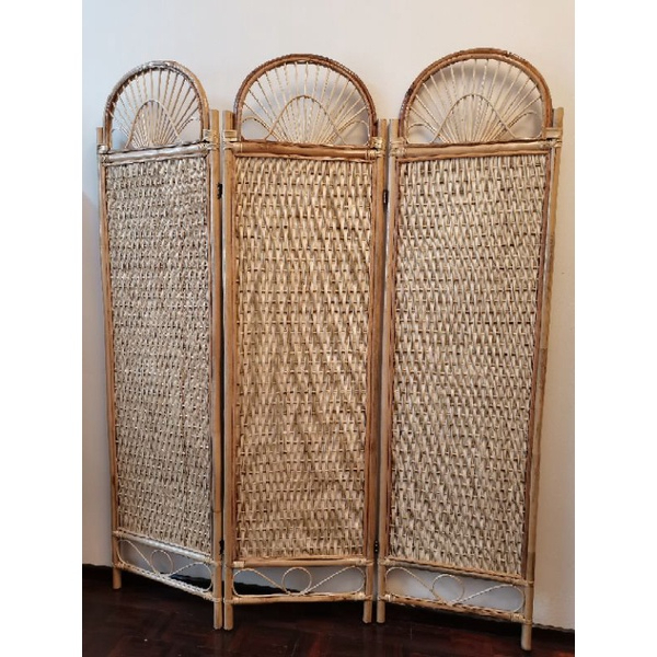 Beige BLISSE Rattan Room Divider