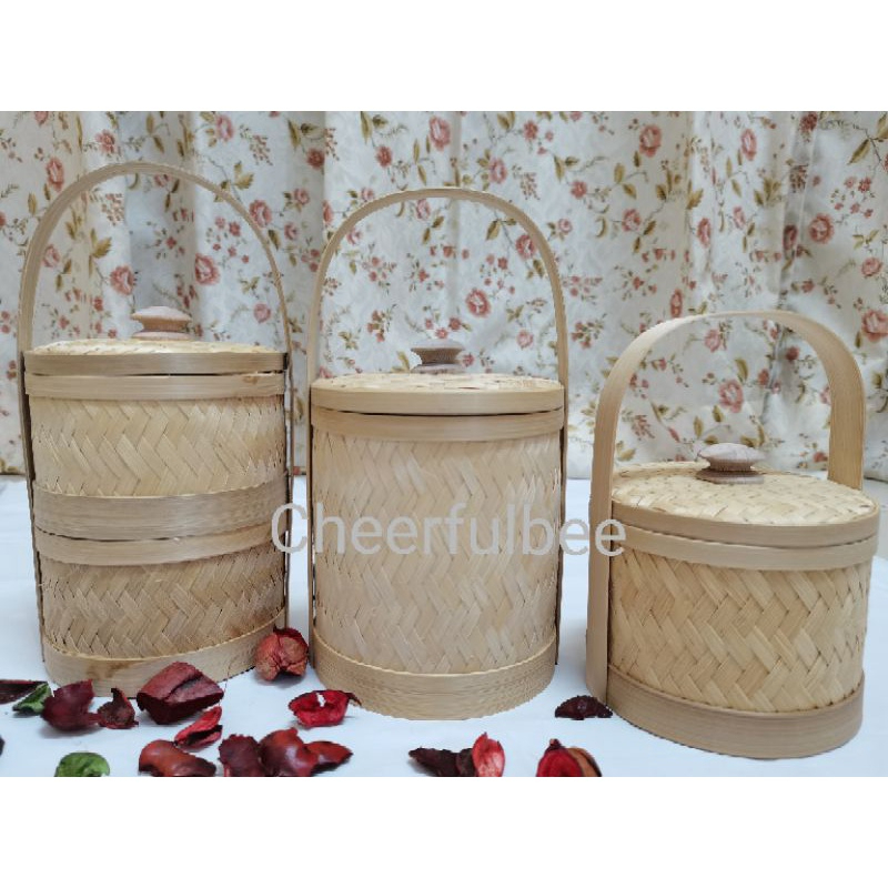 Handmade Bamboo Art Light double-layer/ Single-layer Basket