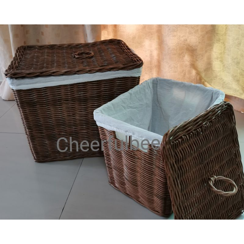 Solid Rattan Laundry Multipurpose Basket with Cover