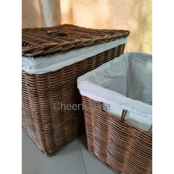 Solid Rattan Laundry Multipurpose Basket with Cover